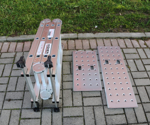 Wielofunkcyjna DRABINA PRZEGUBOWA aluminiowa 4x4 z PODESTEM