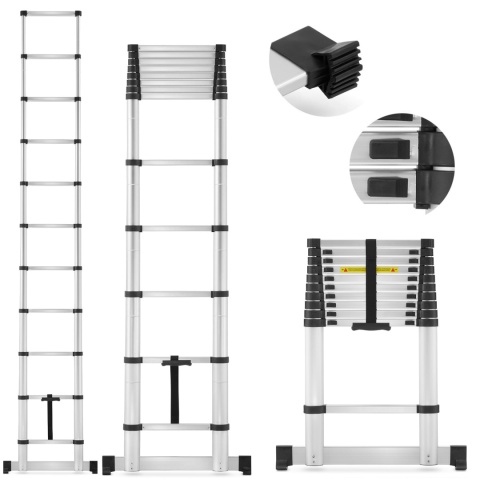 DRABINA TELESKOPOWA ALUMINIOWA przystawna do 380cm do 150 kg