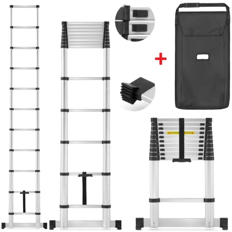 DRABINA TELESKOPOWA ALUMINIOWA przystawna do 380cm do 150 kg