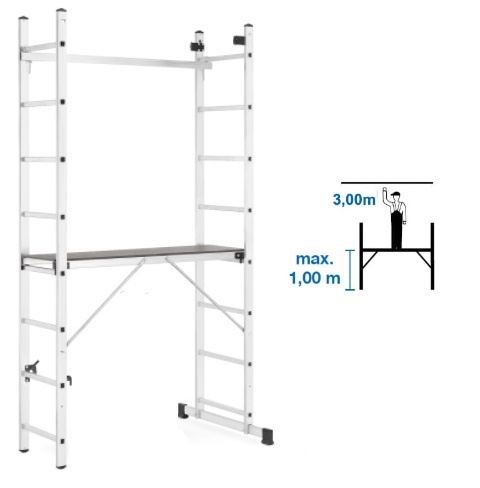 RUSZTOWANIE aluminiowe 2x8 do pracy na SCHODACH - uniwersalne 3w1