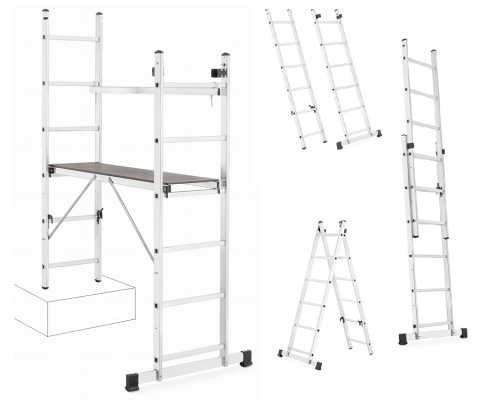 RUSZTOWANIE aluminiowe 2x6 do pracy na SCHODACH - wielofunkcyjne 3w1