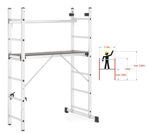 RUSZTOWANIE aluminiowe 2x6 do pracy na SCHODACH - wielofunkcyjne 3w1