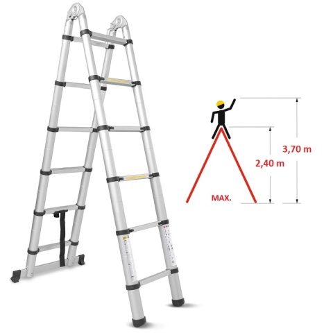 Drabina TELESKOPOWA dwustronna do 5,0m MULTI - UNIWERSALNA