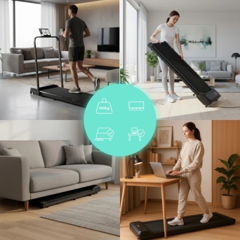 BIEŻNIA DOMOWA elektryczna + poręcz / WALKING PAD treningowy do 10km/h