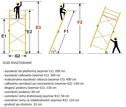 RUSZTOWANIE ALUMINIOWE jezdne DR2x5 wysokość robocza do 4,0 m