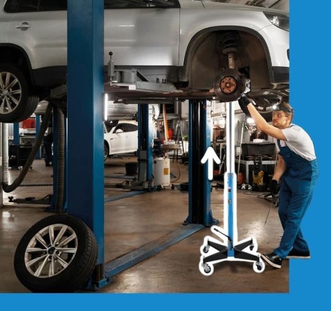 Hydrauliczny podnośnik do skrzyń biegów do 500kg niebieski