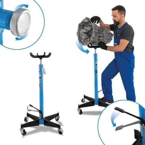 Hydrauliczny podnośnik do skrzyń biegów do 500kg niebieski