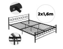 ŁÓŻKO metalowe 160x200 cm ze stelażem CZARNE NOWOCZESNE