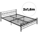 ŁÓŻKO metalowe 160x200 cm ze stelażem CZARNE NOWOCZESNE