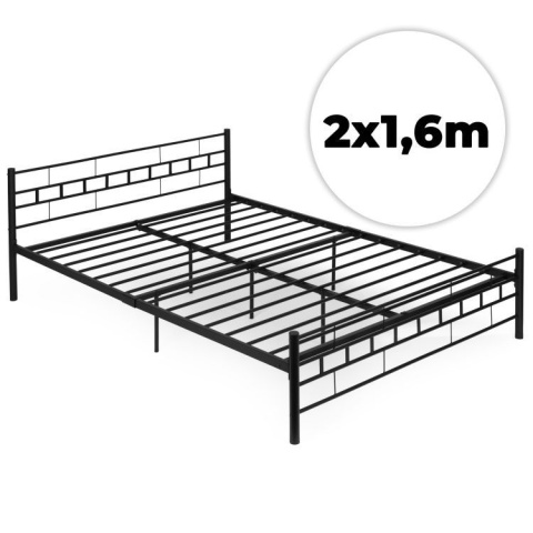 ŁÓŻKO metalowe 160x200 cm ze stelażem CZARNE NOWOCZESNE
