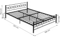 ŁÓŻKO metalowe 160x200 cm ze stelażem CZARNE NOWOCZESNE