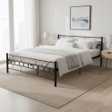 ŁÓŻKO metalowe 160x200 cm ze stelażem CZARNE NOWOCZESNE