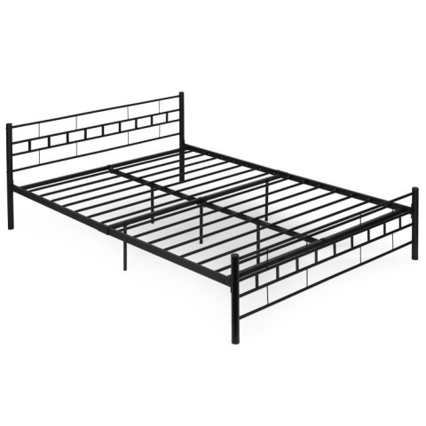 ŁÓŻKO metalowe 140x200 cm ze stelażem CZARNE NOWOCZESNE