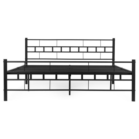 ŁÓŻKO metalowe 140x200 cm ze stelażem CZARNE NOWOCZESNE