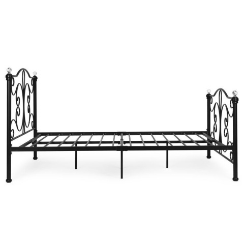 ŁÓŻKO metalowe 140x200 cm ze stelażem CZARNE KLASYCZNE