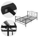 ŁÓŻKO metalowe 140x200 cm ze stelażem CZARNE KLASYCZNE