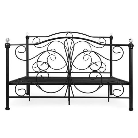ŁÓŻKO metalowe 140x200 cm ze stelażem CZARNE KLASYCZNE