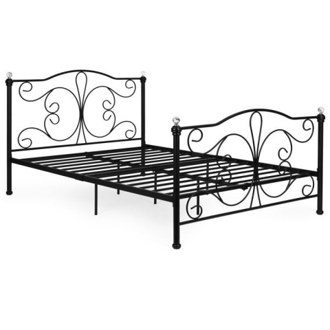 ŁÓŻKO metalowe 140x200 cm ze stelażem CZARNE KLASYCZNE