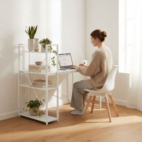 BIURKO Komputerowe / Szkolne 120x60 cm z regałem (3 półki)