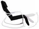 Fotel bujany regulowany podnóżek biało czarny ModernHome