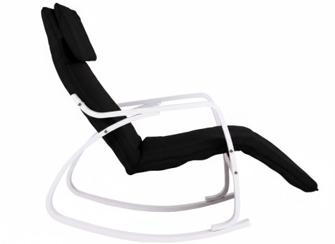 Fotel bujany regulowany podnóżek biało czarny ModernHome