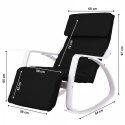 Fotel bujany regulowany podnóżek biało czarny ModernHome