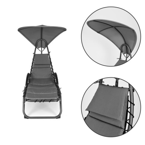 Leżanka ogrodowa z dużym owalnym daszkiem MultiGarden