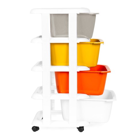 Regał z 4 wysuwanymi szufladami nogi z kółkami ModernHome