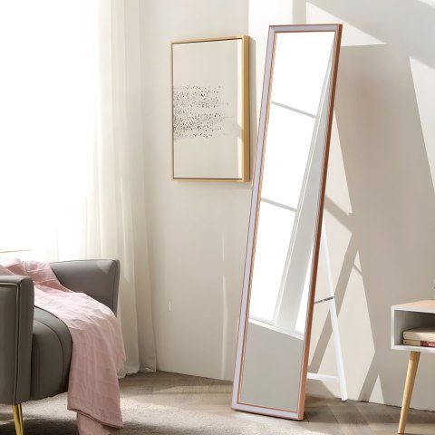 Duże lustro stojące 148 cm aluminiowa rama rozstawiane ModernHome