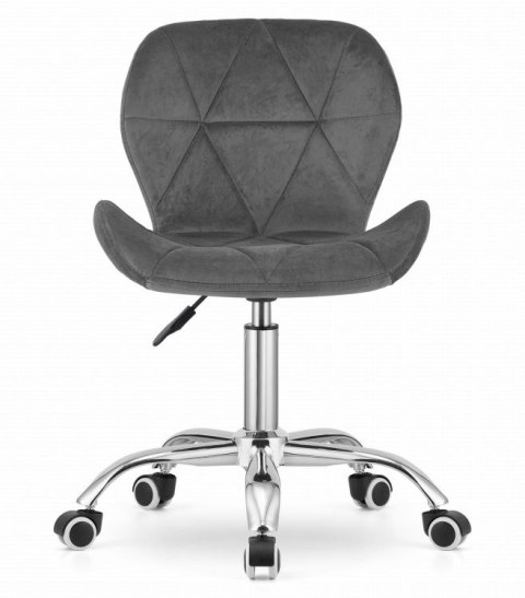 Krzesło obrotowe biurowe z szerokim oparciem welur aksamit szare