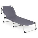 Leżak ogrodowy wędkarski składany z materacem i poduszką szary MultiGarden