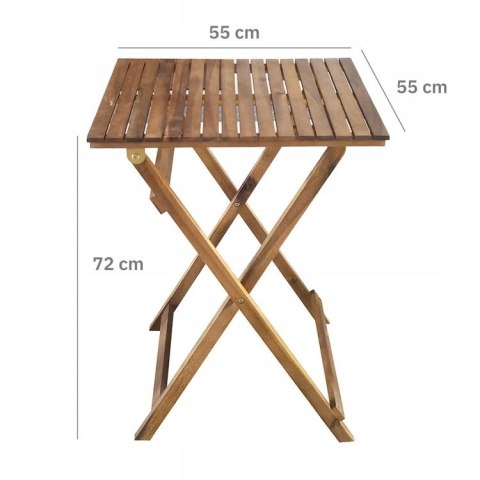 Zestaw mebli ogrodowych z drewna akacjowego - stolik i 2 krzesła