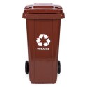 Kosz na śmieci pojemnik 120L kubeł śmietnik brązowy BIO gumowe koła