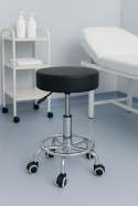 Stołek obrotowy taboret kosmetyczny medyczny fotel regulowany czarny ModernHome