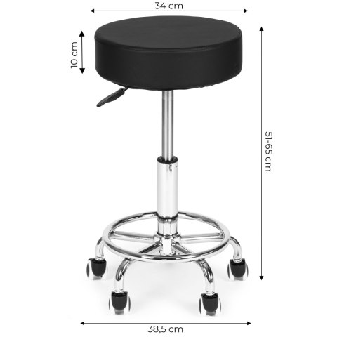 Stołek obrotowy taboret kosmetyczny medyczny fotel regulowany czarny ModernHome