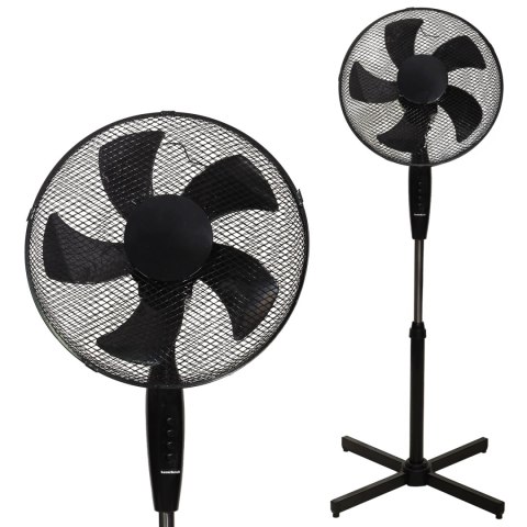 Wentylator podłogowy wiatrak stojący 45W 3 tryby pracy 5 łopatek czarny