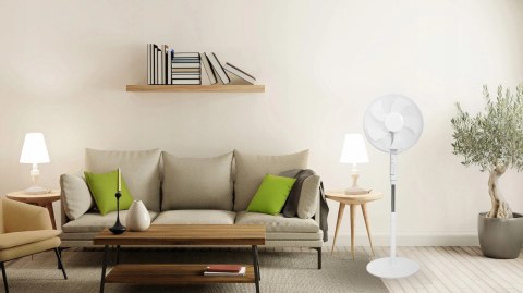 Wentylator podłogowy wiatrak stojący 45W 3 tryby pracy 5 łopatek timer pilot