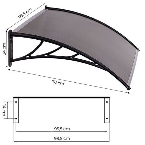 Daszek nad drzwi 100x80 cm zadaszenie osłona poliwęglan MultiGarden