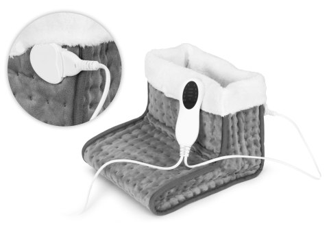 Elektryczny ogrzewacz do stóp z pilotem miękki but 10 poziomów grzania ciemnoszary ModernHome