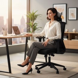Fotel biurowy obrotowy ergonomiczny regulacja wysokości czarny ModernHome