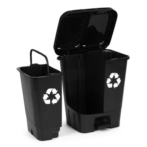 Kosz na śmieci 40L dwukomorowy pojemnik podwójny do odpadów zmieszanych segregacji czarny