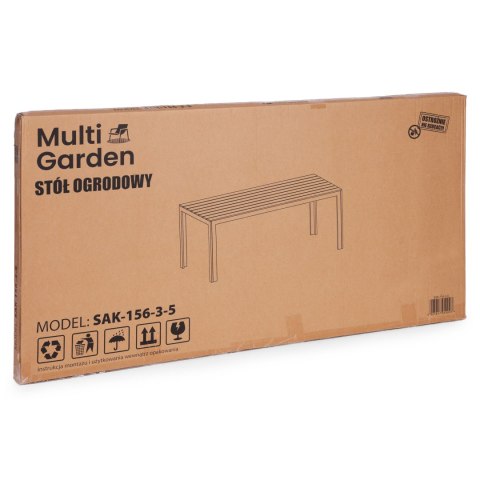 Stół ogrodowy 6-osobowy 156x78 cm polywood meble na taras beżowe białe MultiGarden