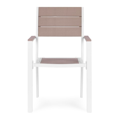 Zestaw 2 krzeseł ogrodowych na taras balkon stal HDPE beżowe białe MultiGarden