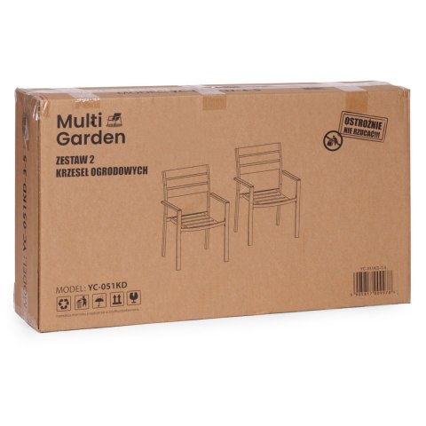 Zestaw 2 krzeseł ogrodowych na taras balkon stal HDPE szare MultiGarden