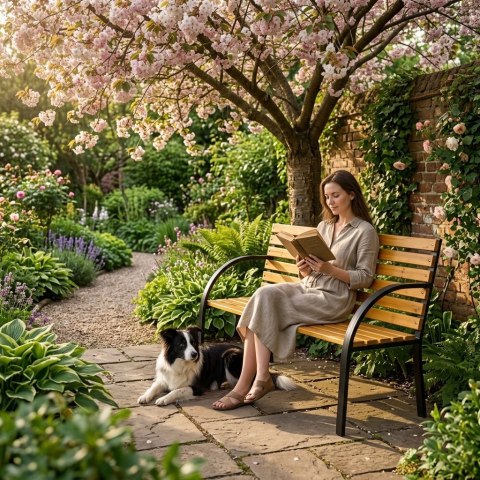 Drewniana ławka ogrodowa z oparciem 122x57 cm parkowa MultiGarden