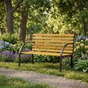 Drewniana ławka ogrodowa z oparciem 122x57 cm parkowa MultiGarden