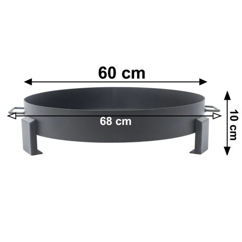 Duże solidne palenisko ogrodowe żeliwne 60 cm z uchwytami idealne do ogniska
