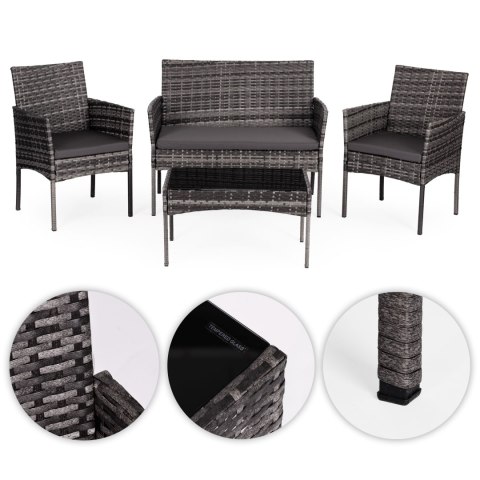 Komplet mebli ogrodowych z technorattanu ławka stolik krzesła szary MultiGarden