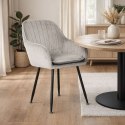 Krzesło tapicerowane welurowe nowoczesne do jadalni salonu jasny szary ModernHome