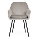 Krzesło tapicerowane welurowe nowoczesne do jadalni salonu jasny szary ModernHome